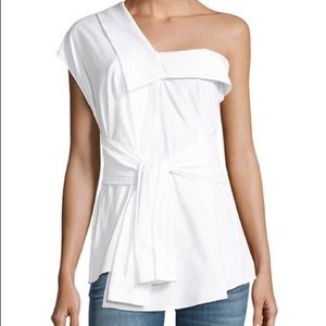 Petersyn Hadley One-Shoulder Poplin Top